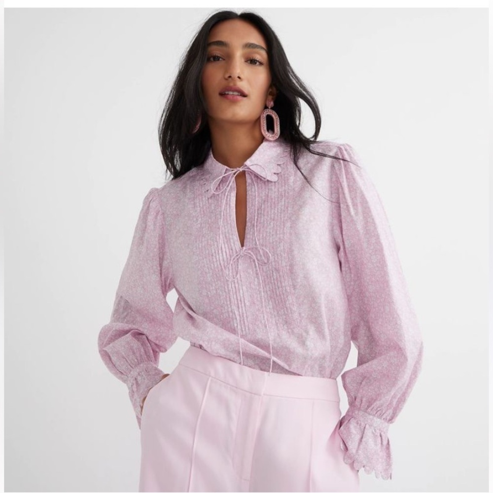 J. Crew Pink Blouse with Bow Detail